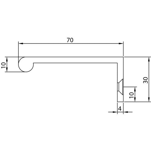 Simonswerk 8081 Edge Pull - Round Flat Design with Angle Return - 70mm