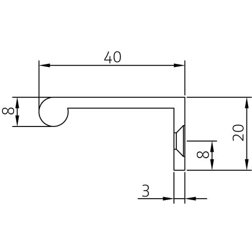Simonswerk 8082 Edge Pull - Round Flat Design with Angle Return - 40mm