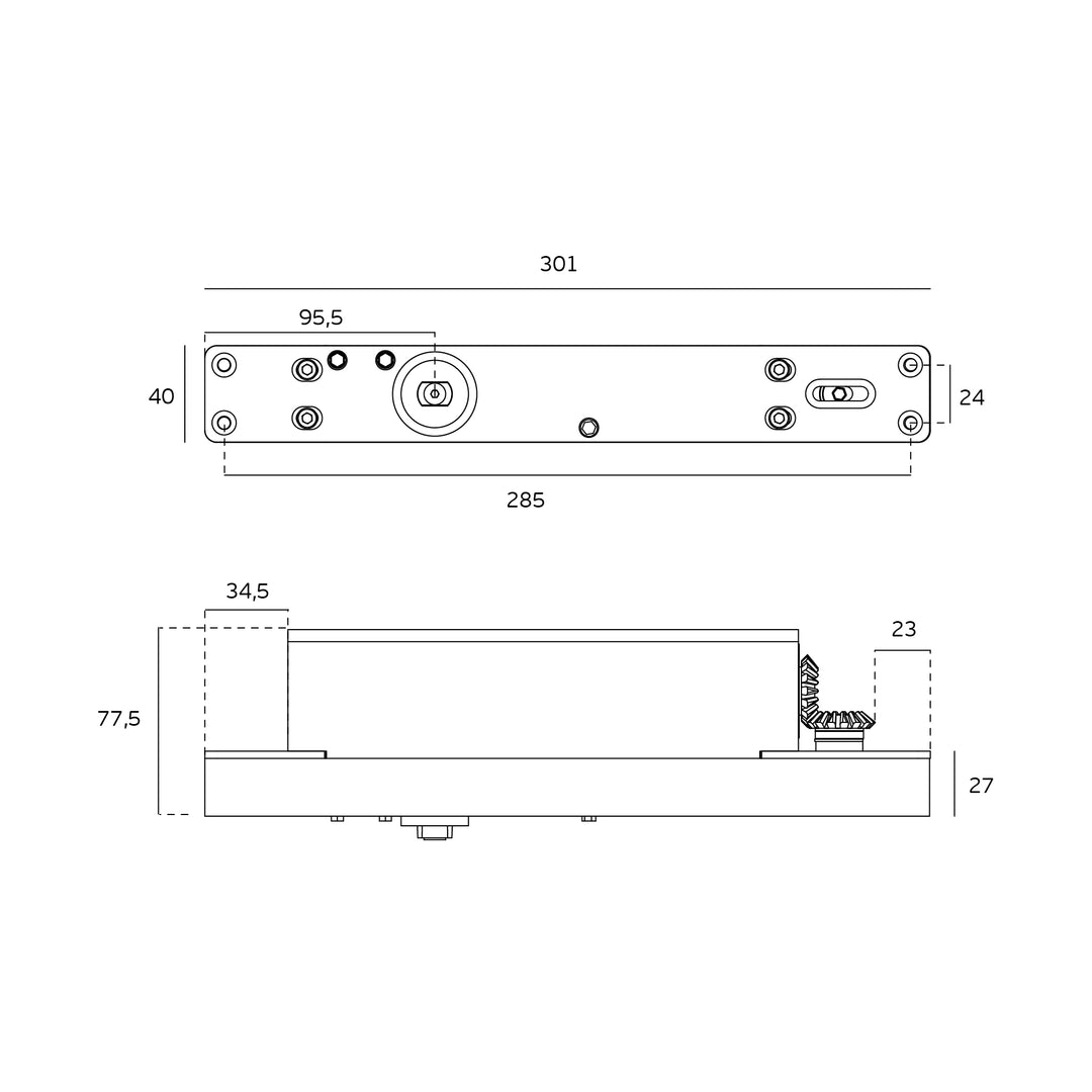 JNF IN.05.216.HO double action 500kgs CAM hydraulic timber door pivot set - Hold Open