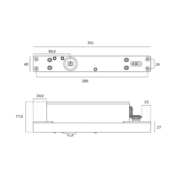 JNF IN.05.216.HO double action 500kgs CAM hydraulic timber door pivot set - Hold Open