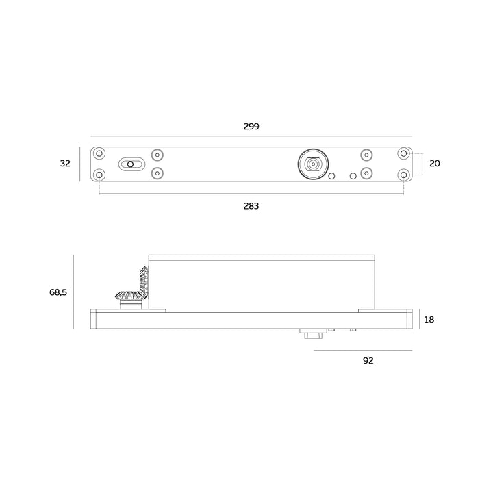 JNF IN.05.215.HO Double action 350kgs CAM hydraulic timber door pivot set - Hold Open