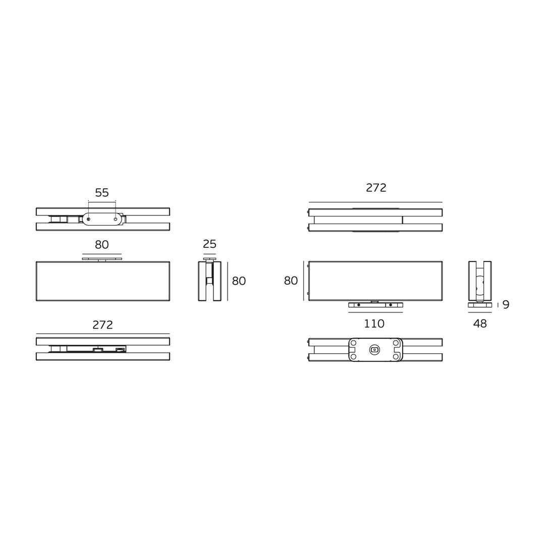JNF IN.81.206 W 360º 200kgs CAM hydraulic glass door pivot patch set
