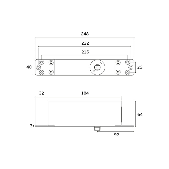 JNF IN.05.212.HO Swivel 360º 200kg CAM Hydraulic Timber Door Pivot Set - Hold Open