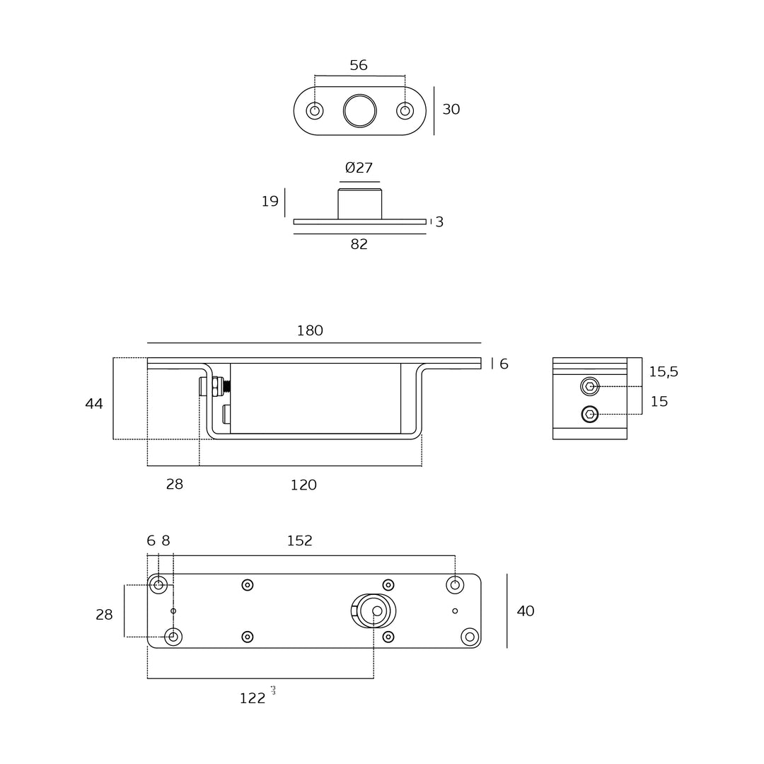 JNF IN.05.216.HO double action 500kgs CAM hydraulic timber door pivot set - Hold Open