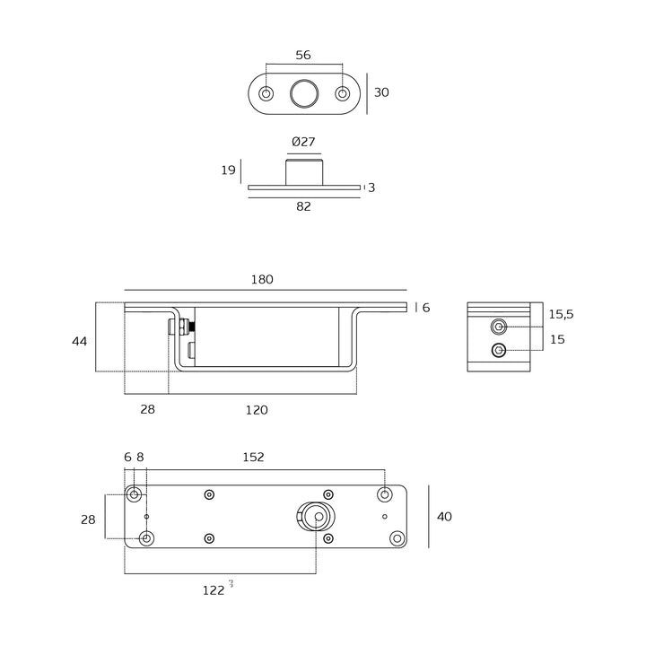 JNF IN.05.216.HO double action 500kgs CAM hydraulic timber door pivot set - Hold Open