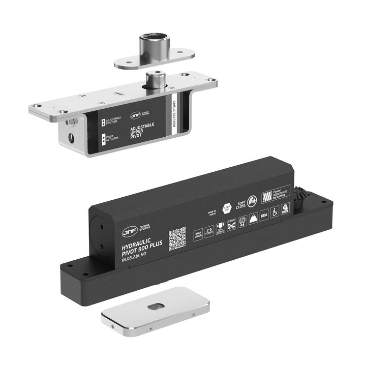 JNF IN.05.216.HO double action 500kgs CAM hydraulic timber door pivot set - Hold Open