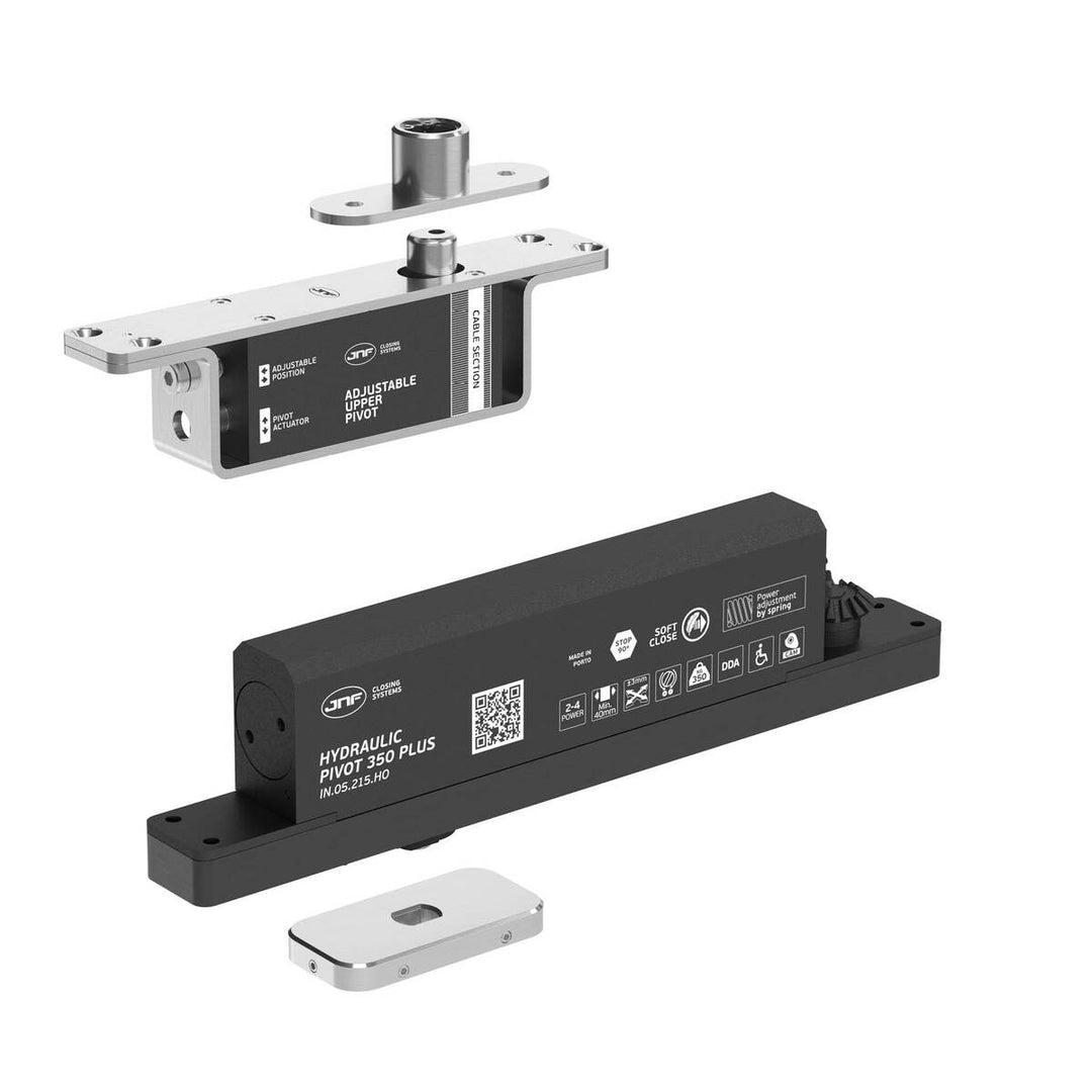 JNF IN.05.215.HO Double action 350kgs CAM hydraulic timber door pivot set - Hold Open