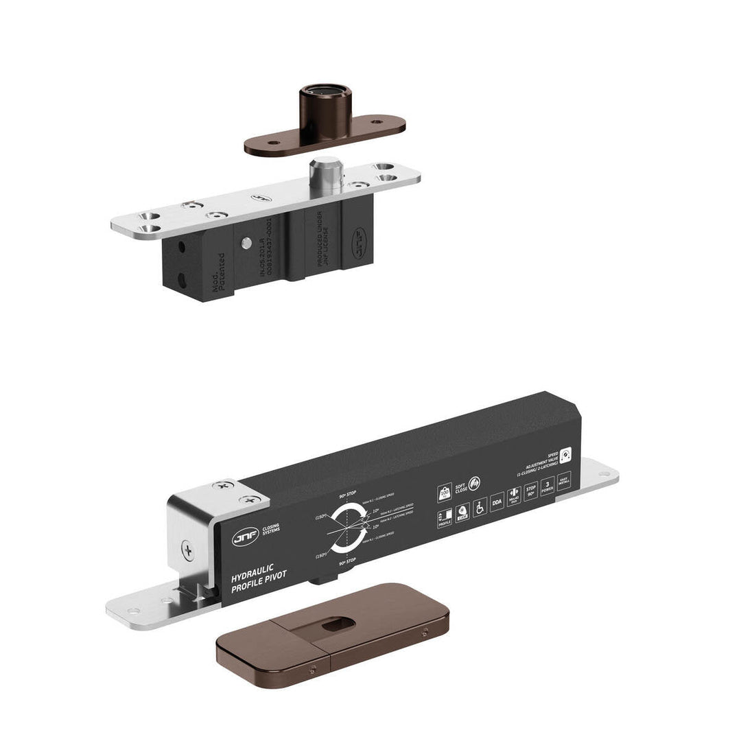 JNF IN.05.204.HO Plus Double action 100kgs hydraulic timber door pivot set - Hold Open JNF