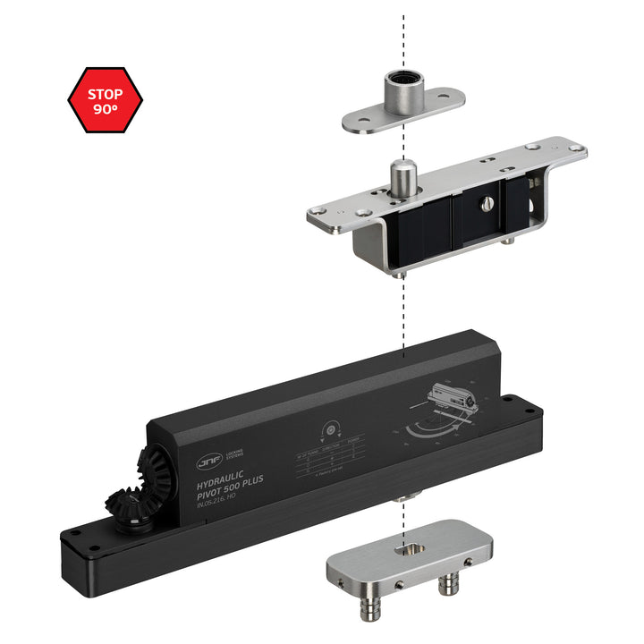 JNF IN.05.216.HO double action 500kgs CAM hydraulic timber door pivot set - Hold Open