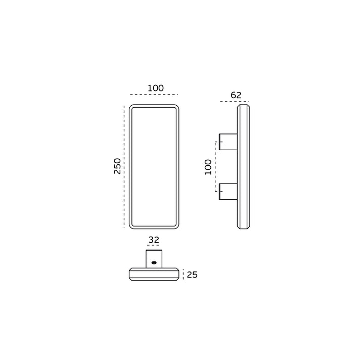 JNF Gate 200mm Fixed Flat Rectangular Centre Door Knob