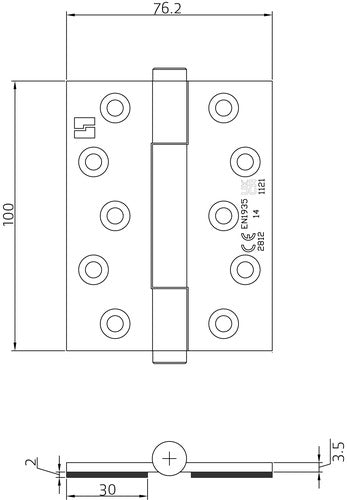 Simonswerk Tritech 1750 Single Concealed Bearing Hinge 100 x 75mm