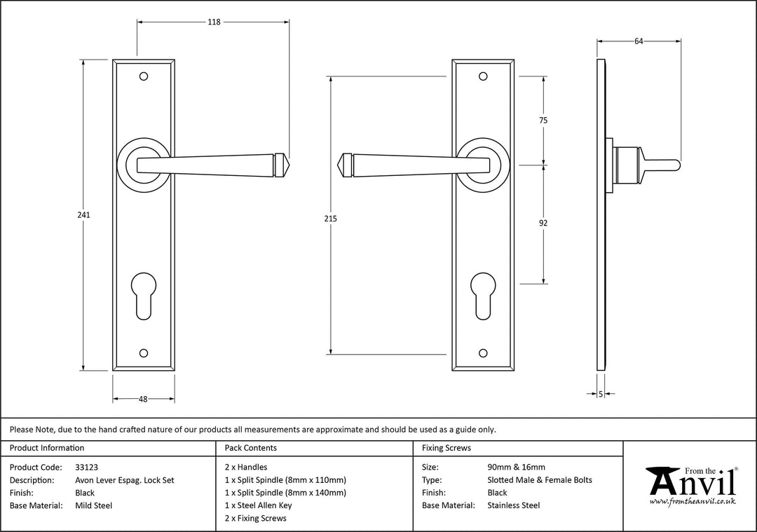From the Anvil Avon Lever Espagnolette Lock Set