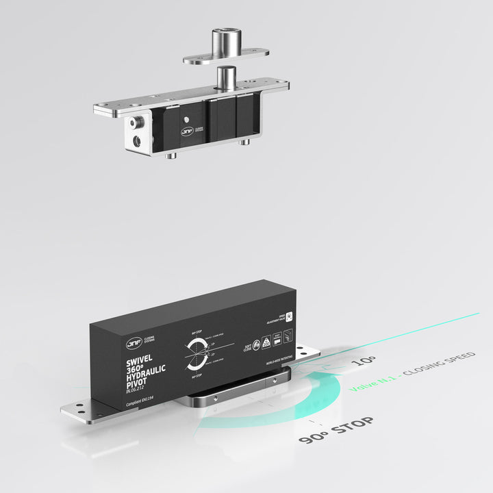 JNF IN.05.212.HO Swivel 360º 200kg CAM Hydraulic Timber Door Pivot Set - Hold Open