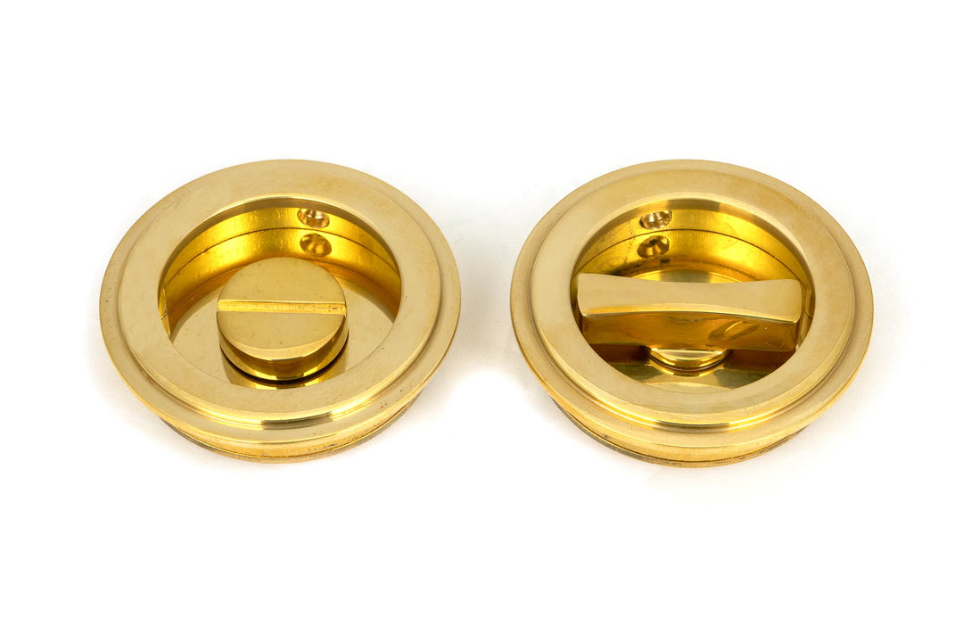 From the Anvil Art Deco Round Flush Pull Privacy Set - 60mm
