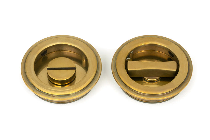 From the Anvil Art Deco Round Flush Pull Privacy Set - 60mm