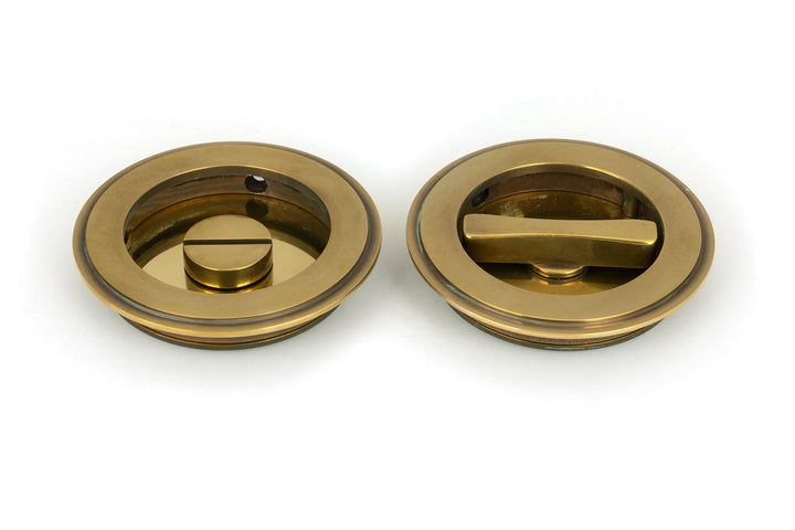 From the Anvil Art Deco Round Flush Pull Privacy Set - 75mm
