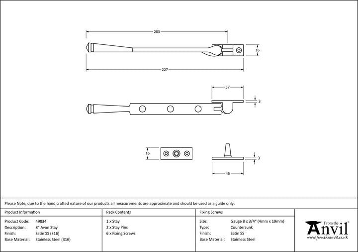 From the Anvil Avon Stay - 8"