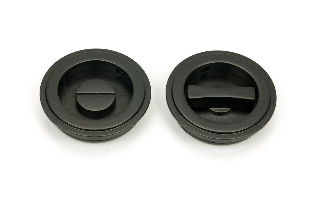 From the Anvil Art Deco Round Flush Pull Privacy Set - 60mm