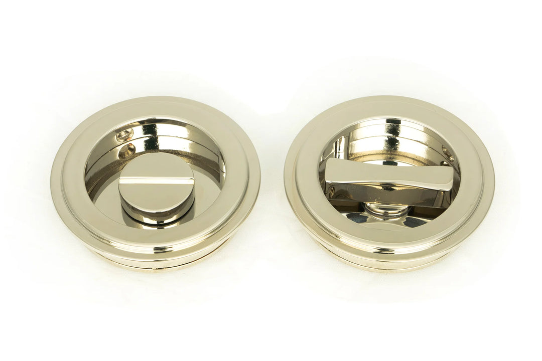 From the Anvil Art Deco Round Flush Pull Privacy Set - 60mm