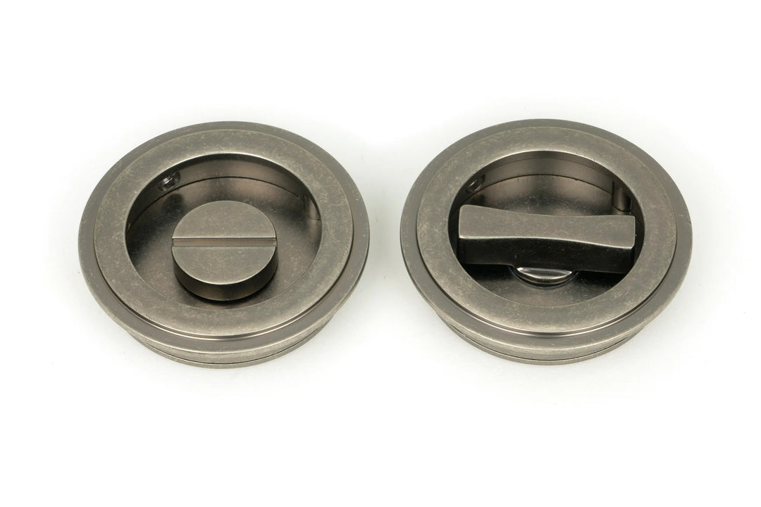 From the Anvil Art Deco Round Flush Pull Privacy Set - 60mm