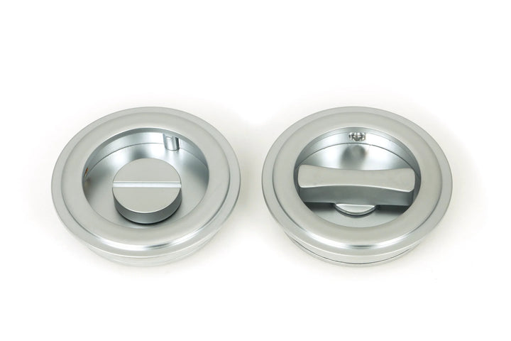 From the Anvil Art Deco Round Flush Pull Privacy Set - 60mm