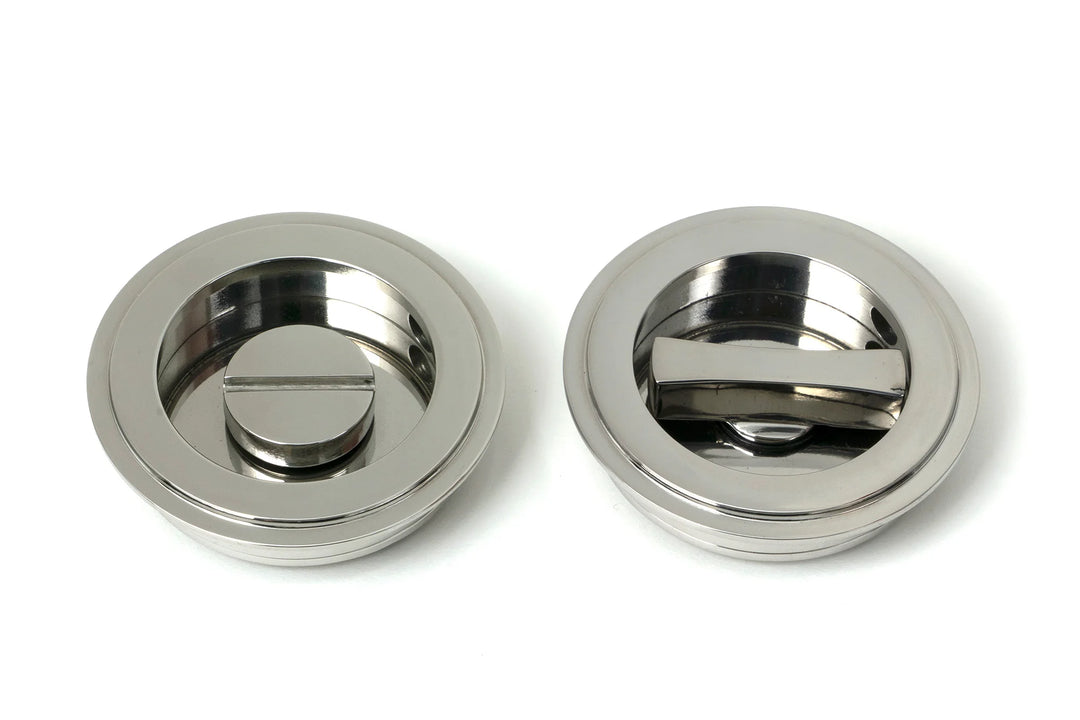 From the Anvil Art Deco Round Flush Pull Privacy Set - 60mm