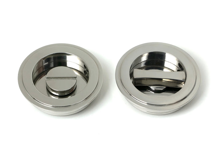 From the Anvil Art Deco Round Flush Pull Privacy Set - 60mm