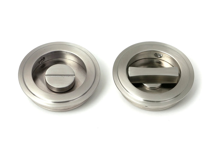 From the Anvil Art Deco Round Flush Pull Privacy Set - 60mm