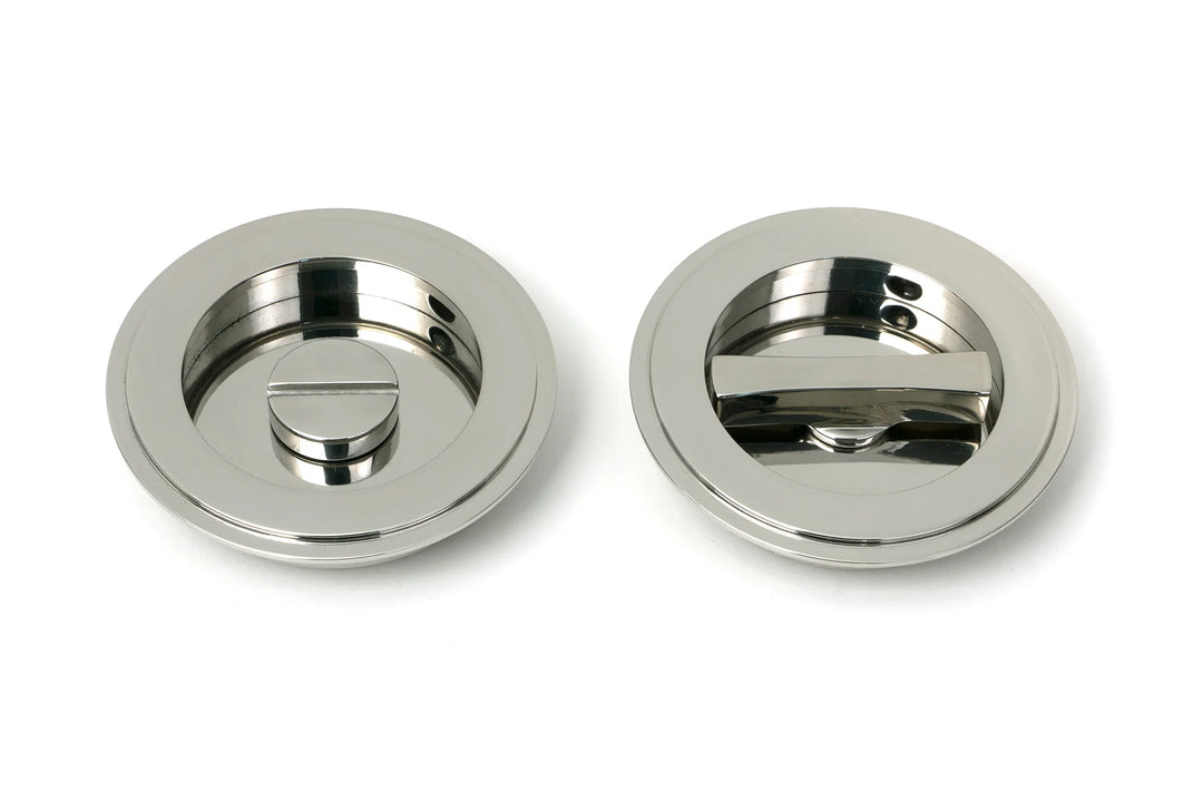 From the Anvil Art Deco Round Flush Pull Privacy Set - 75mm