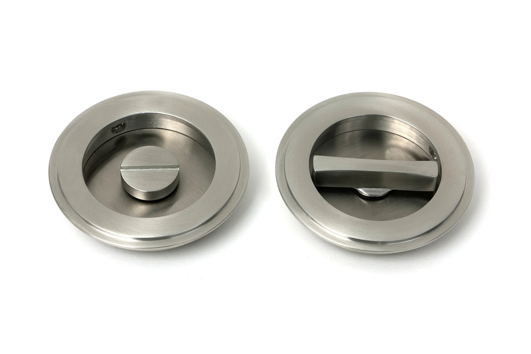 From the Anvil Art Deco Round Flush Pull Privacy Set - 75mm