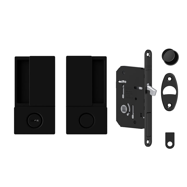 AGB Wave Sliding Pocket Door Handle and Bathroom Hook Lock Set - 50mm