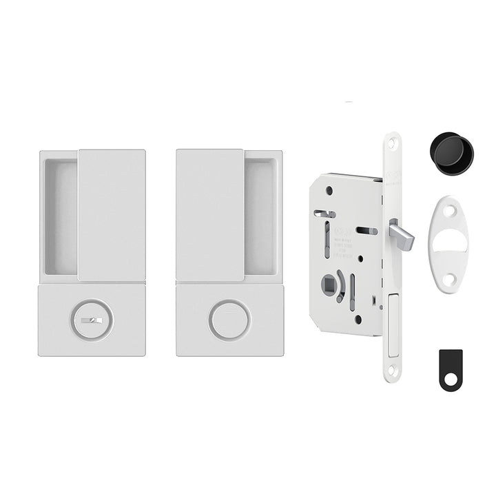 AGB Wave Sliding Pocket Door Handle and Bathroom Hook Lock Set - 50mm