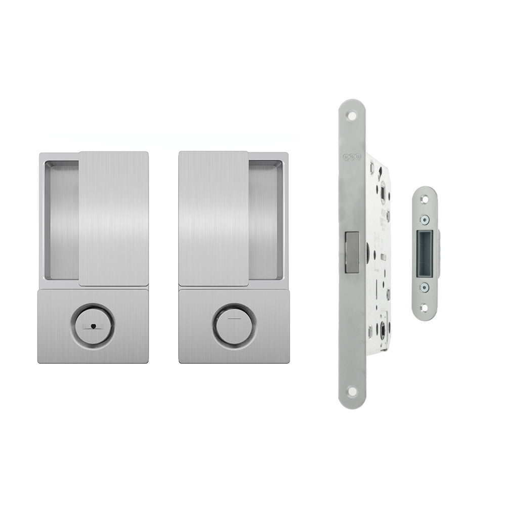 AGB Wave Flush Door Handle and Magnetic Bathroom Set - 60mm