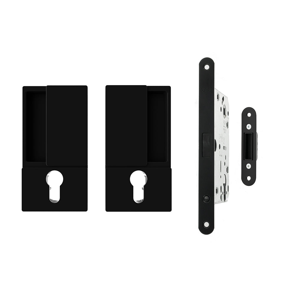 AGB Wave Flush Door Handle and Magnetic Cylinder Lockset - 60mm