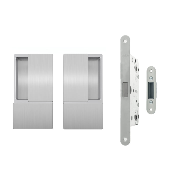 AGB Wave Flush Door Handle and Magnetic Latch Passage Set - 60mm