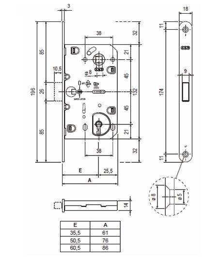 AGB Polaris 2XT Magnetic Lever Key Sashlock - 60mm