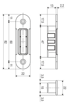 AGB Polaris 2XT Magnetic Latch/Bathroom Lock - 60mm