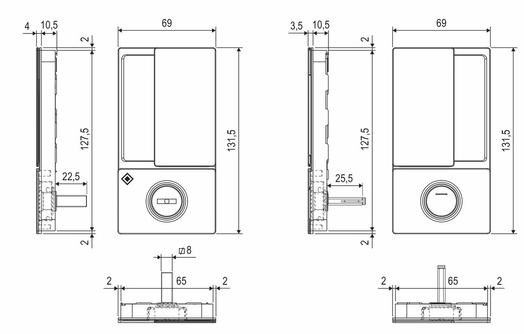 AGB Wave Flush Door Handle and Magnetic Bathroom Set - 60mm