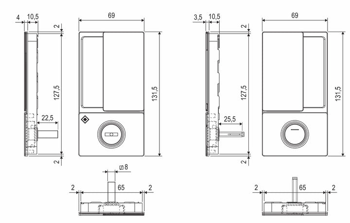 AGB Wave Flush Door Handle and Magnetic Bathroom Set - 60mm