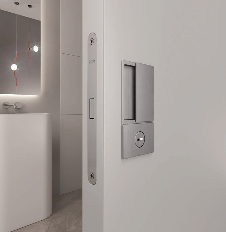 AGB Wave Flush Door Handle and Magnetic Bathroom Set - 60mm