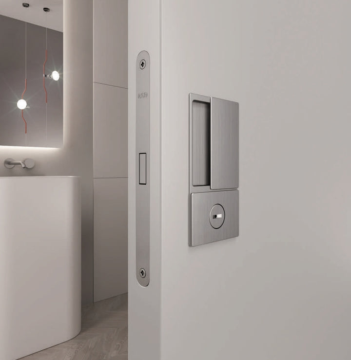 AGB Wave Flush Door Handle and Magnetic Bathroom Set - 60mm
