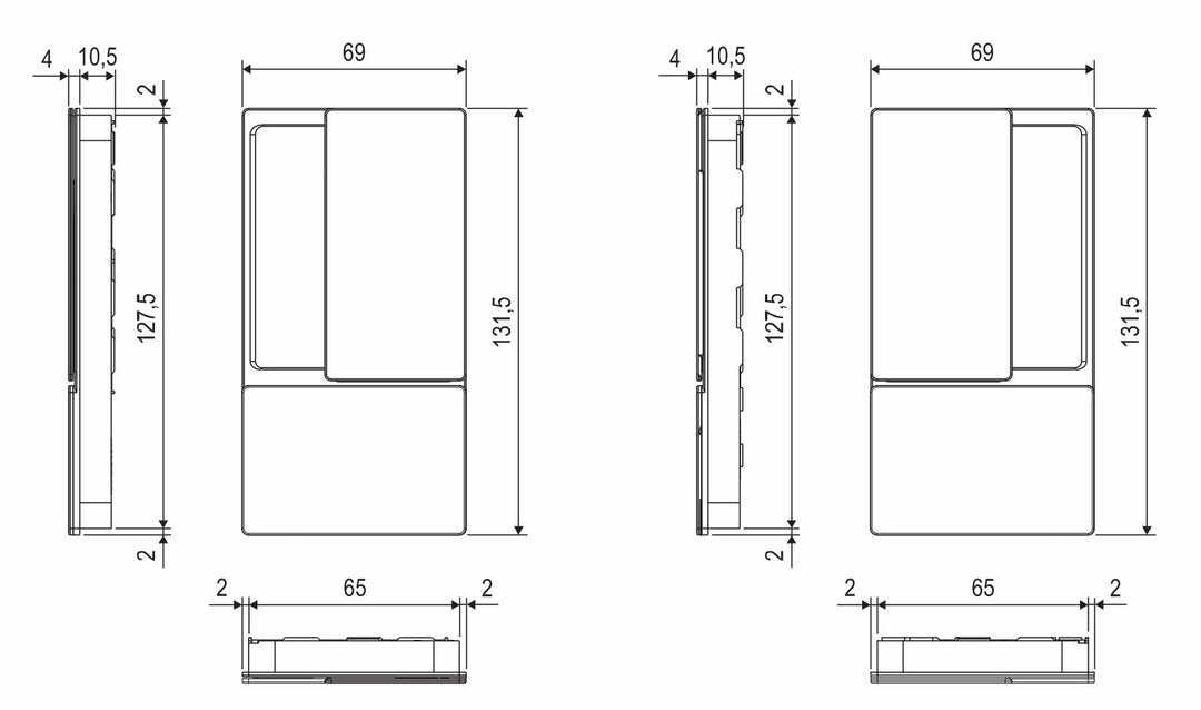 AGB Wave Flush Door Handle and Magnetic Latch Passage Set - 60mm