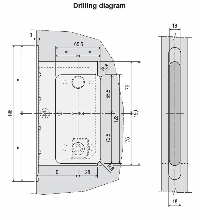 AGB Wave Flush Door Handle and Magnetic Bathroom Set - 60mm