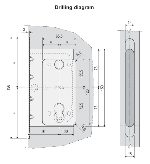 AGB Wave Flush Door Handle and Magnetic Cylinder Lockset - 60mm