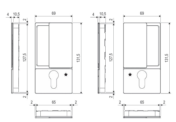 AGB Wave Flush Door Handle and Magnetic Cylinder Lockset - 60mm