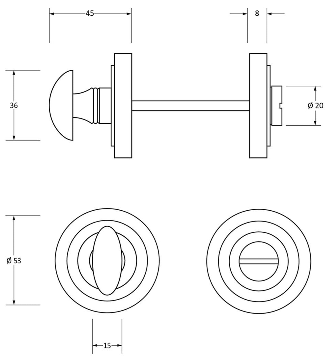 From the Anvil Art Deco Concealed Round Bathroom Thumbturn Release