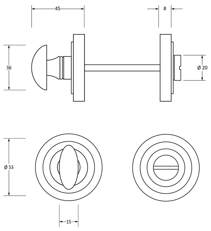 From the Anvil Art Deco Concealed Round Bathroom Thumbturn Release