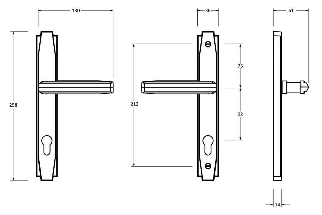 ANVIL ART DECO SLIMLINE ESPAGNOLETTE LOCK SET TECHNICAL