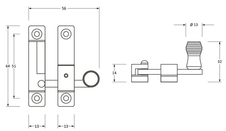 From the Anvil Beehive Narrow Lockable Quadrant Sash Fastener