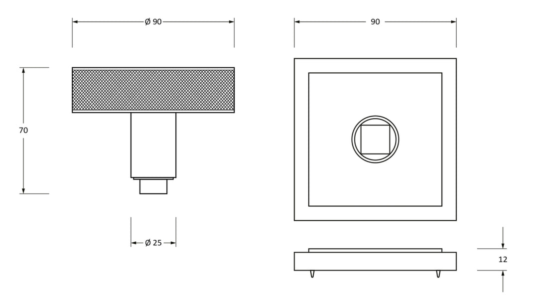 From the Anvil Brompton Centre Door Knob with Square Rose - itfitz